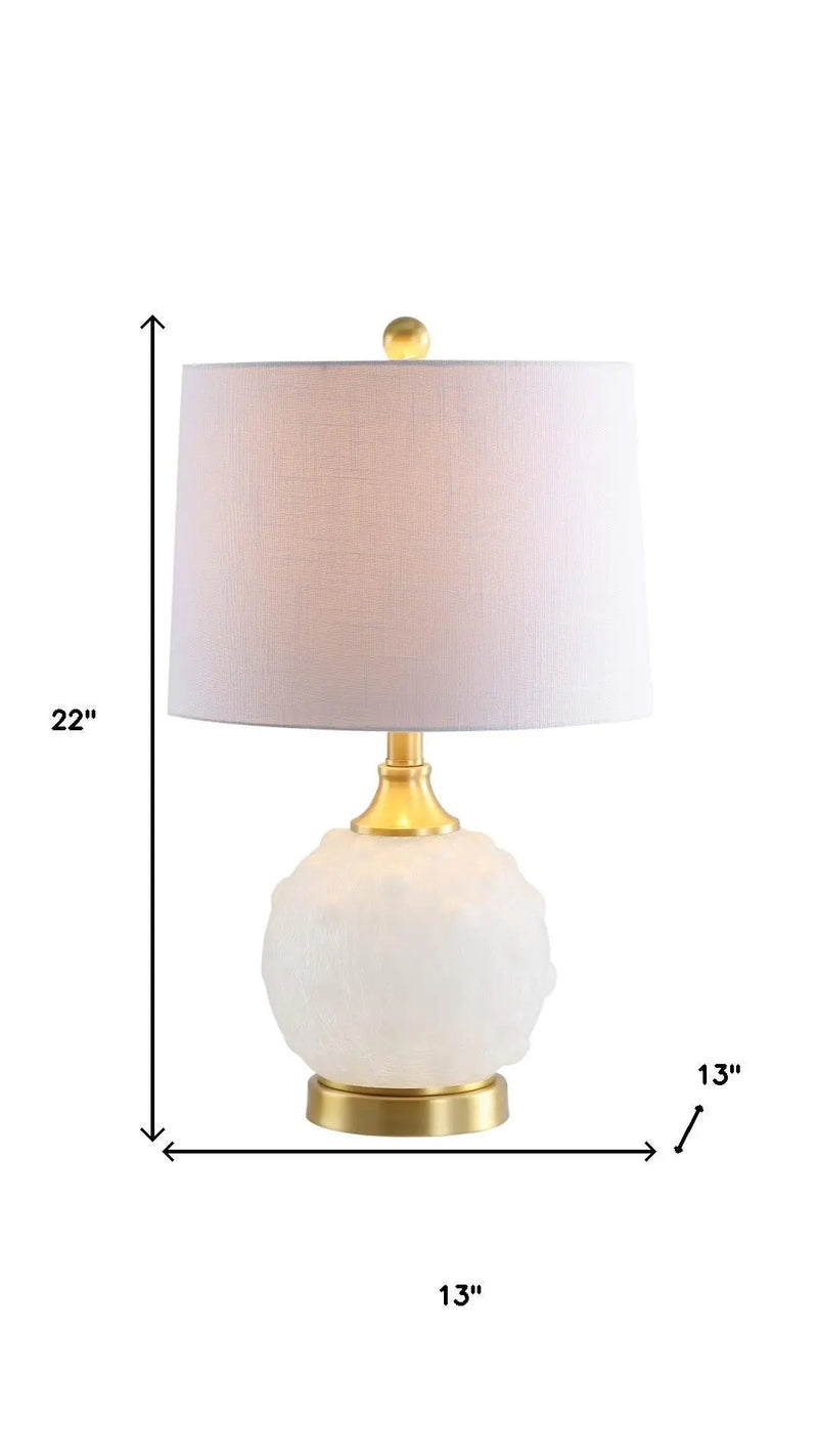 22" White And Gold Globe Table Lamp With Drum Shade Homeroots Lighting