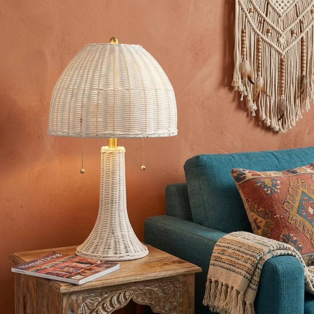 22" White Lantern Bedside Lamp With Dome Shade Homeroots Lighting