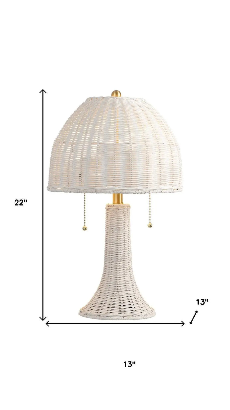 22" White Lantern Bedside Lamp With Dome Shade Homeroots Lighting