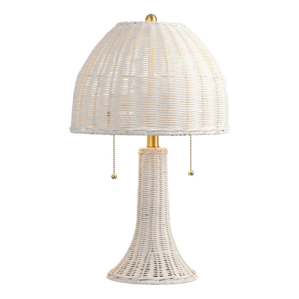 22" White Lantern Bedside Lamp With Dome Shade Homeroots Lighting