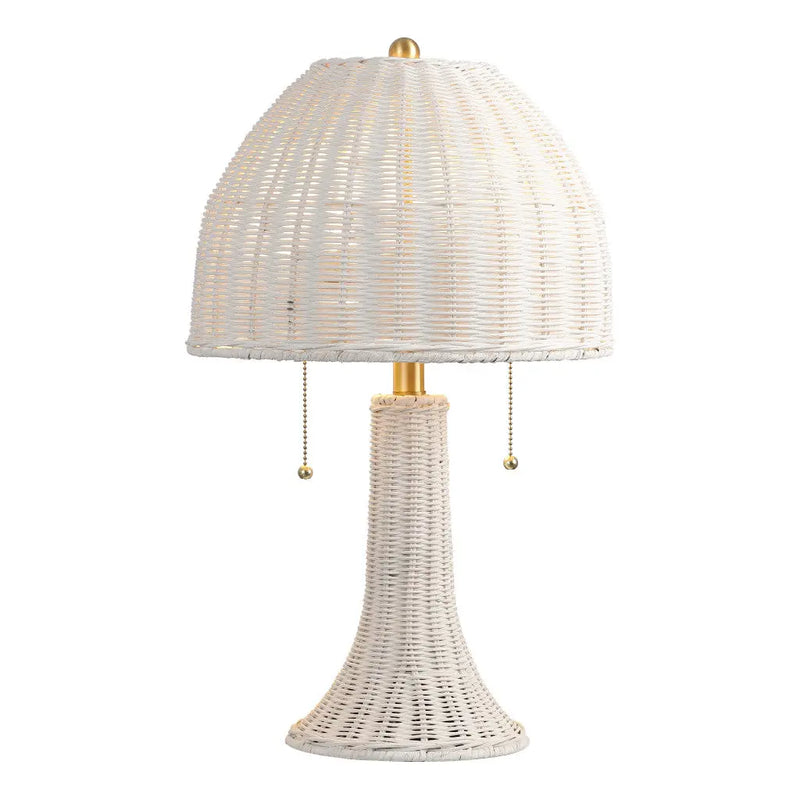 22" White Lantern Bedside Lamp With Dome Shade Homeroots Lighting