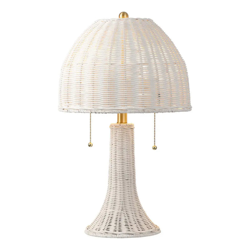 22" White Lantern Bedside Lamp With Dome Shade Homeroots Lighting