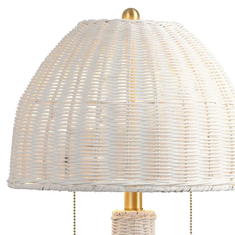 22" White Lantern Bedside Lamp With Dome Shade Homeroots Lighting