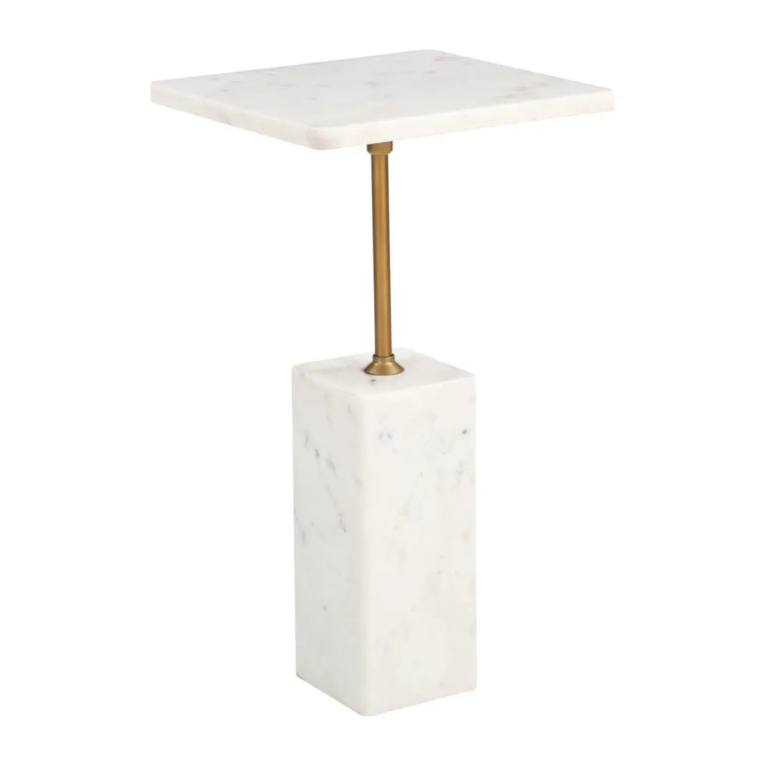 22" White Marble Free Form Pedestal End Table Homeroots Living Room