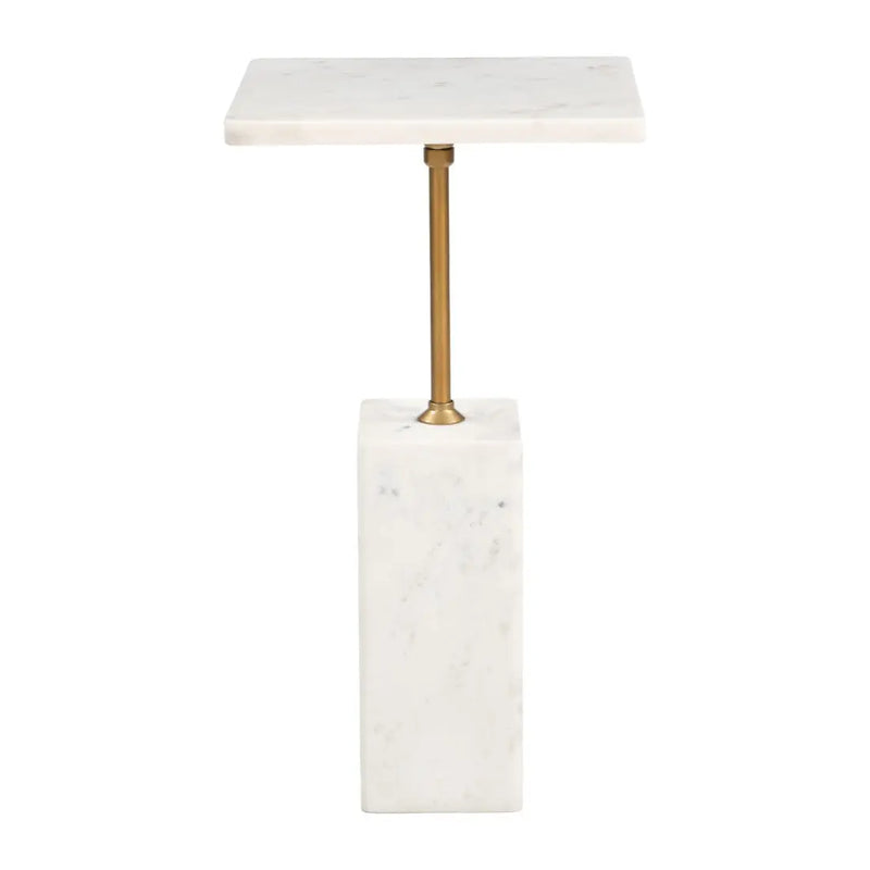 22" White Marble Free Form Pedestal End Table Homeroots Living Room