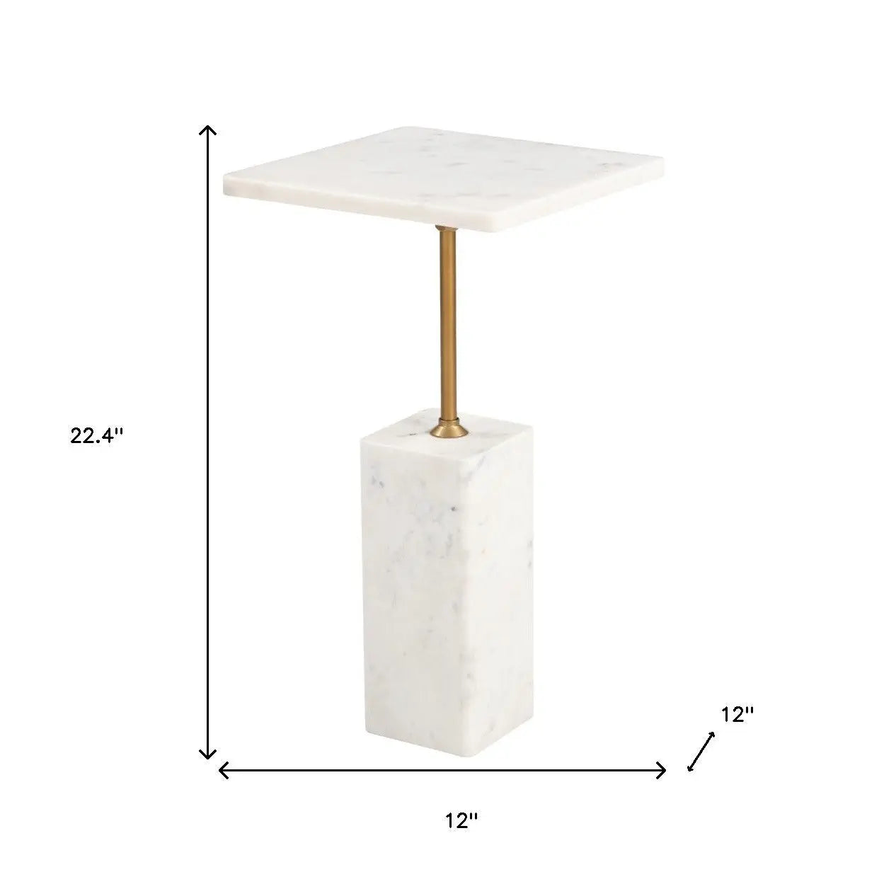 22" White Marble Free Form Pedestal End Table Homeroots Living Room
