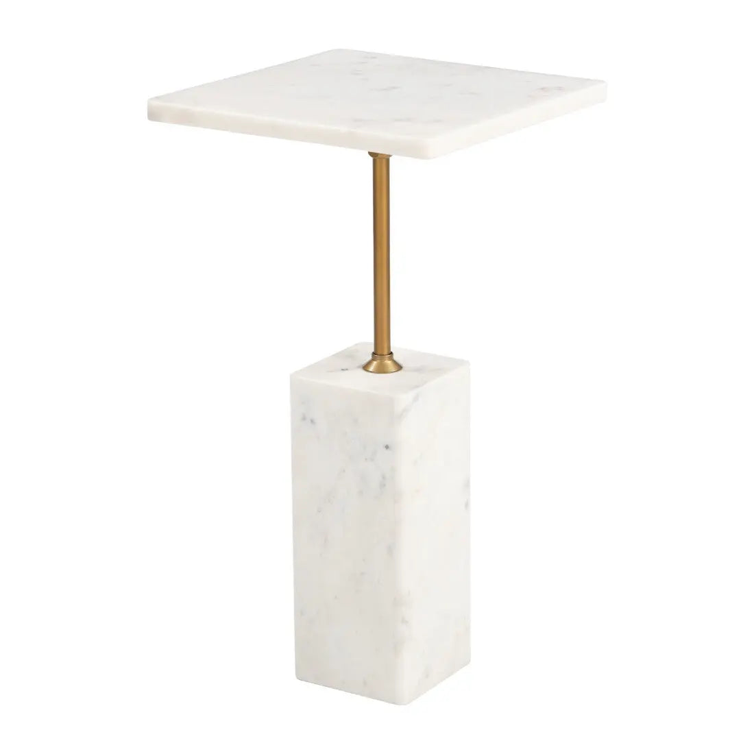 22" White Marble Free Form Pedestal End Table Homeroots Living Room