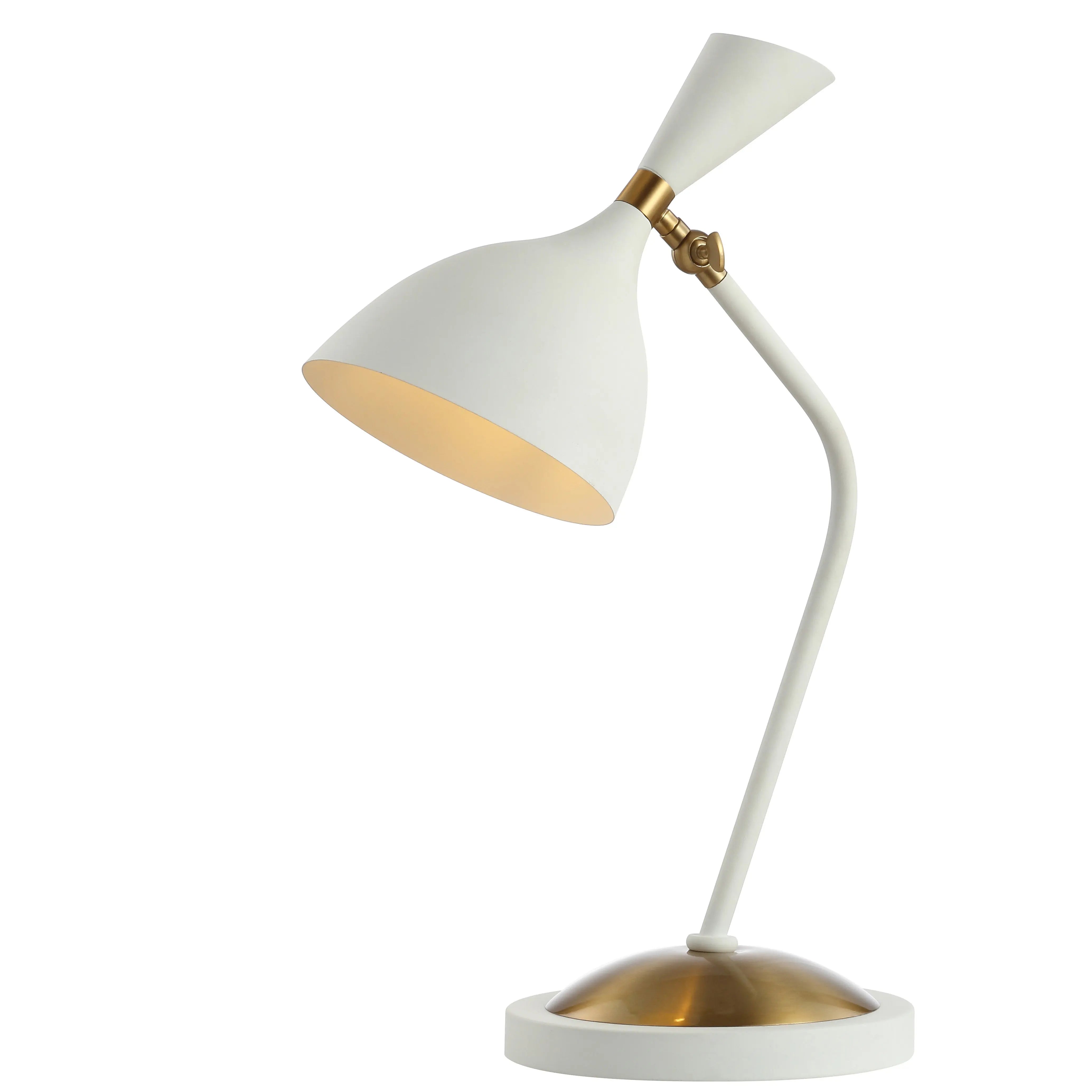 22" White Table Lamp LED With Bell Shade Homeroots Lighting