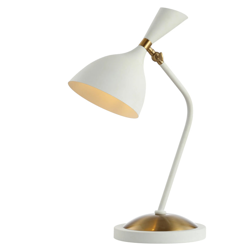22" White Table Lamp LED With Bell Shade Homeroots Lighting