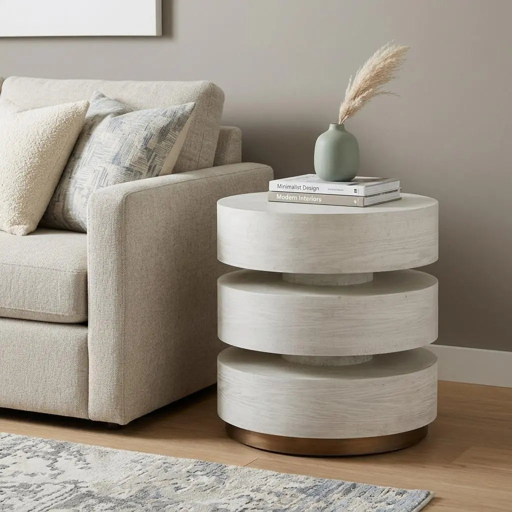22" White Wood Free Form Pedestal End Table Homeroots Living Room