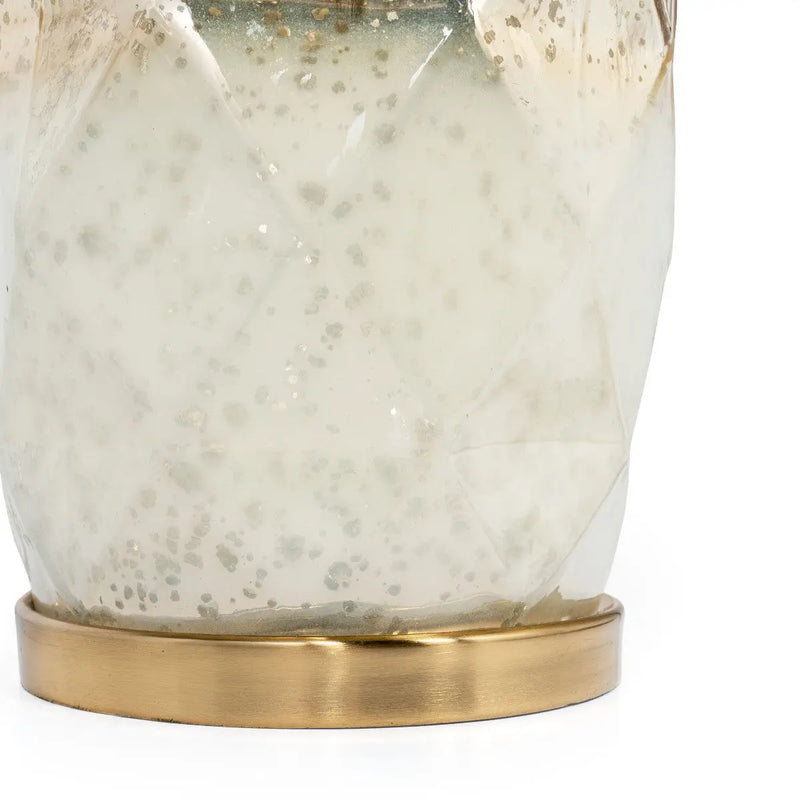 22" White and Gold Mercury Glass Table Lamp With White Cone Shade Homeroots Lighting