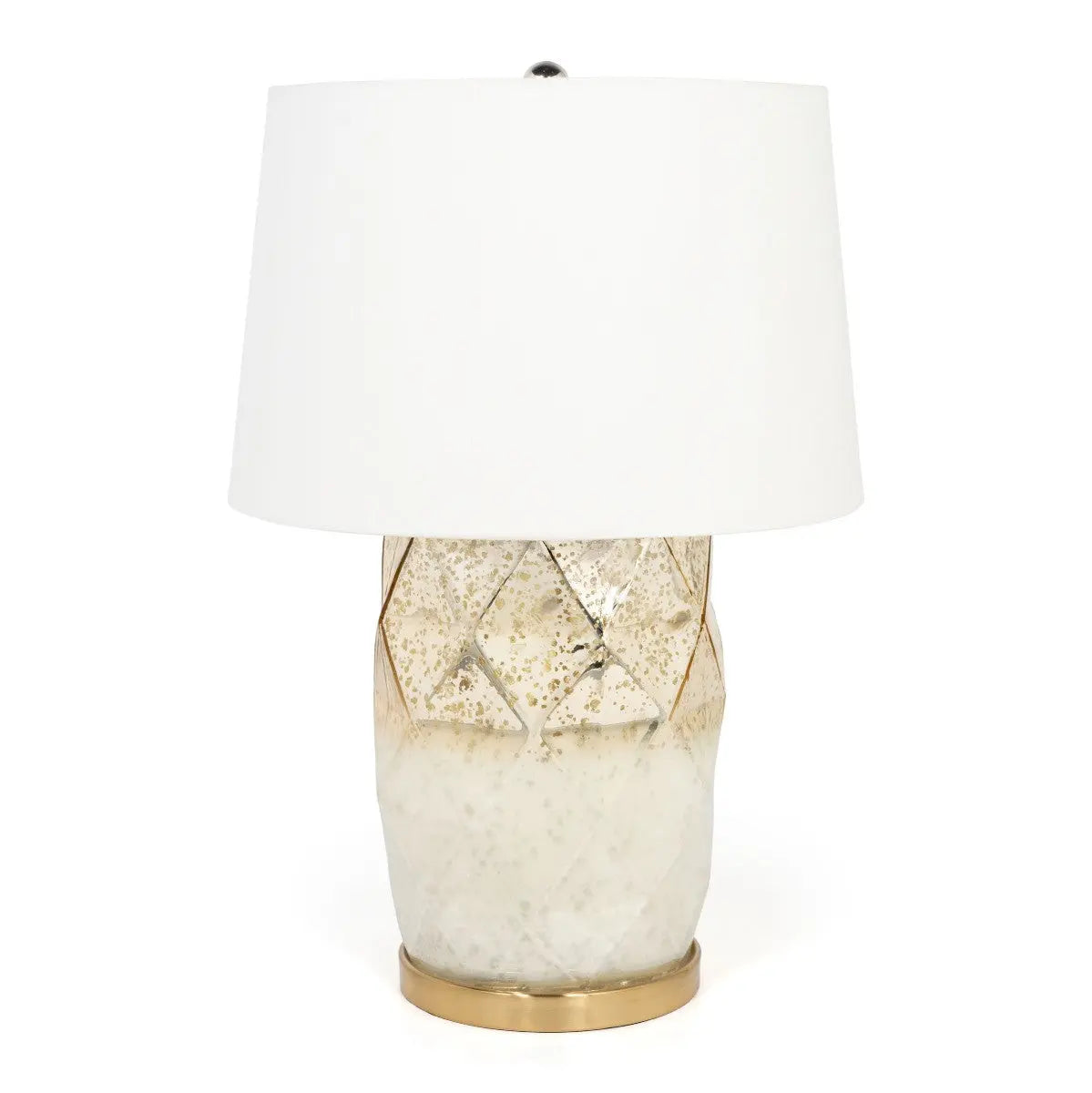 22" White and Gold Mercury Glass Table Lamp With White Cone Shade Homeroots Lighting