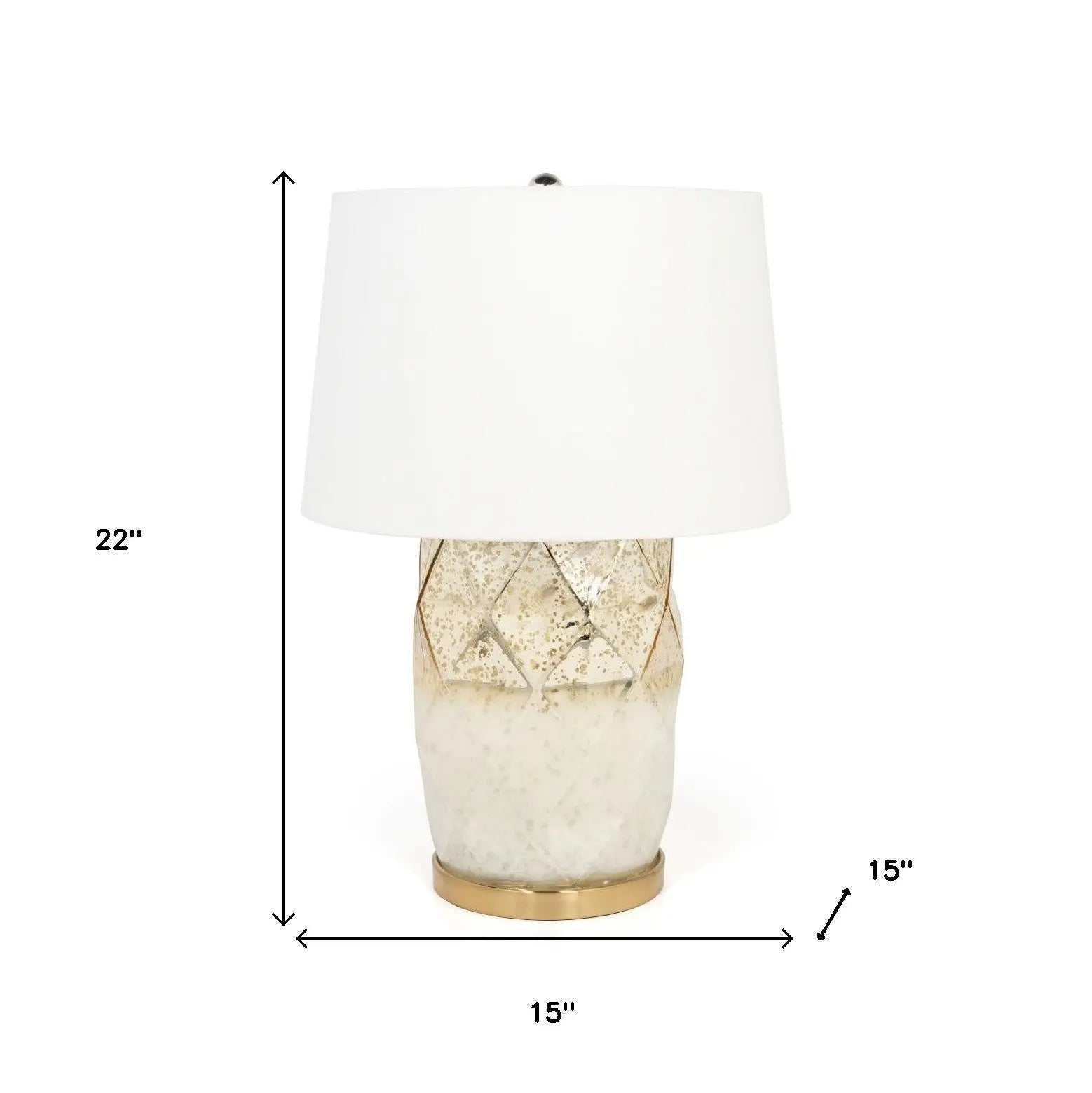 22" White and Gold Mercury Glass Table Lamp With White Cone Shade Homeroots Lighting