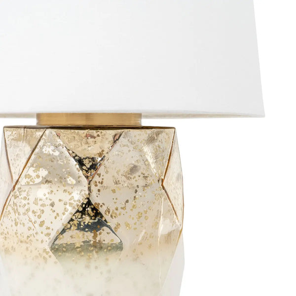 22" White and Gold Mercury Glass Table Lamp With White Cone Shade Homeroots Lighting
