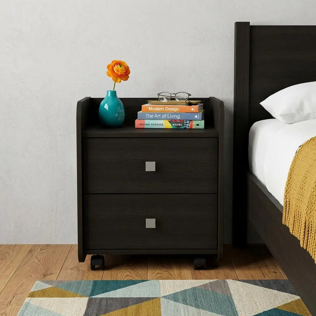 22" Wood Two Drawer Nightstand Homeroots Bed & Bath