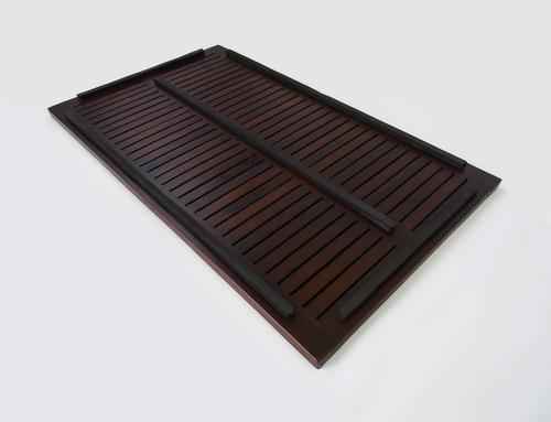 31" Dark Brown Teak Slat Non Slip Bath Mat