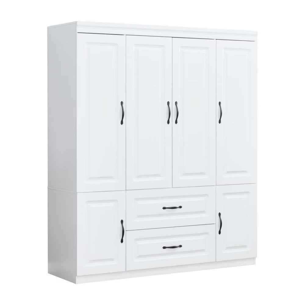 72" White Six Door Two Drawer Combo Dresser