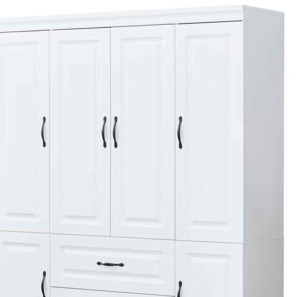 72" White Six Door Two Drawer Combo Dresser
