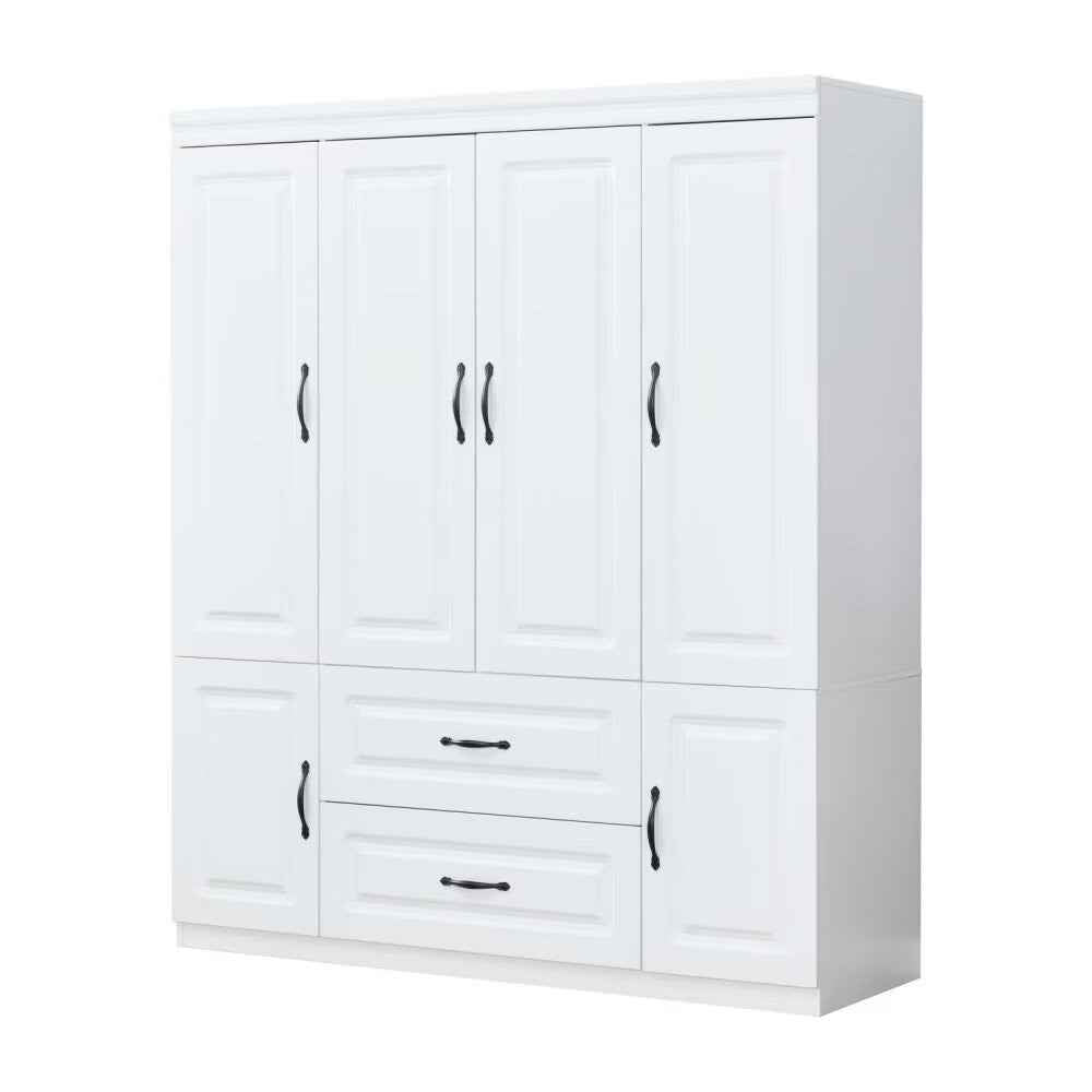 72" White Six Door Two Drawer Combo Dresser