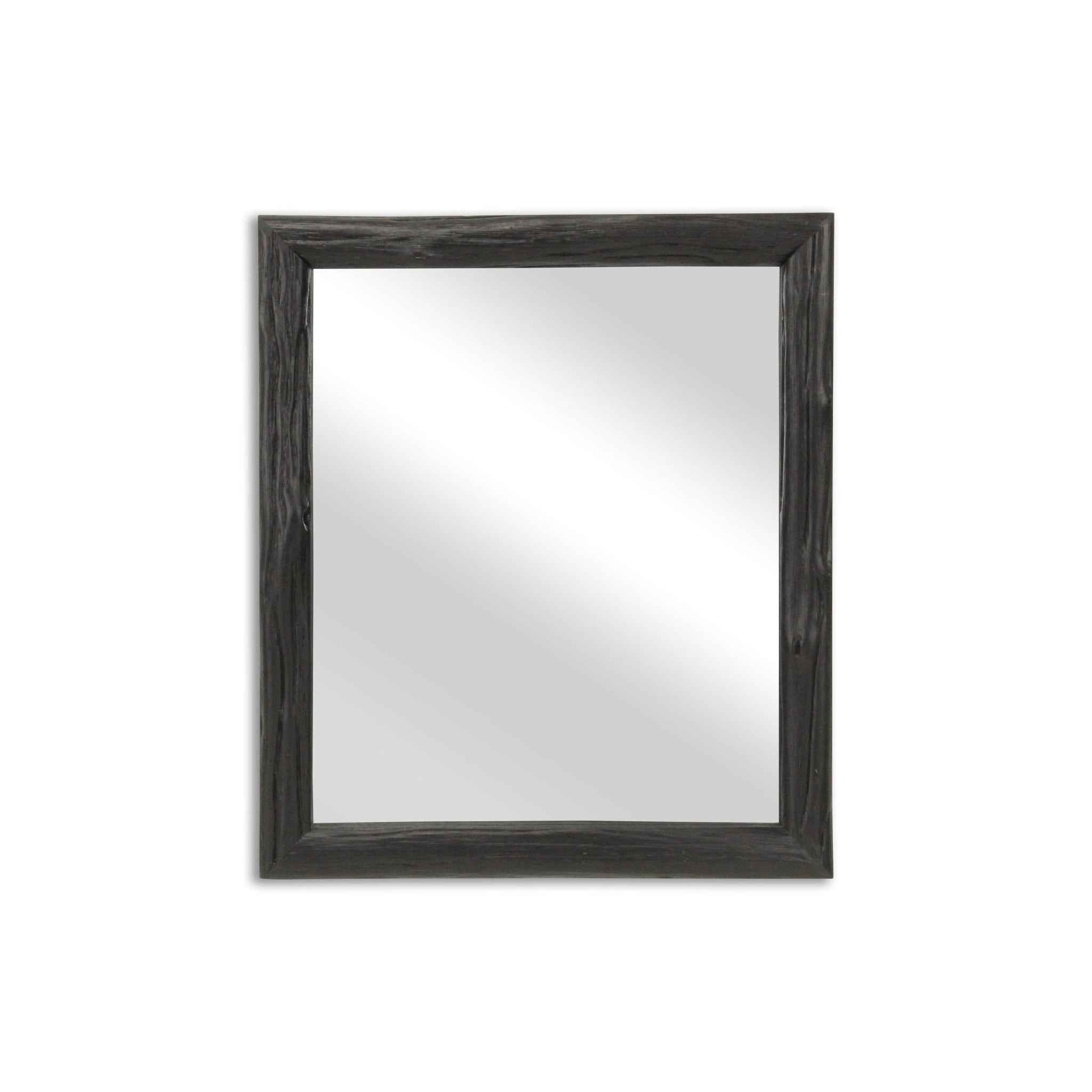 20" Black Solid Wood Accent Mirror