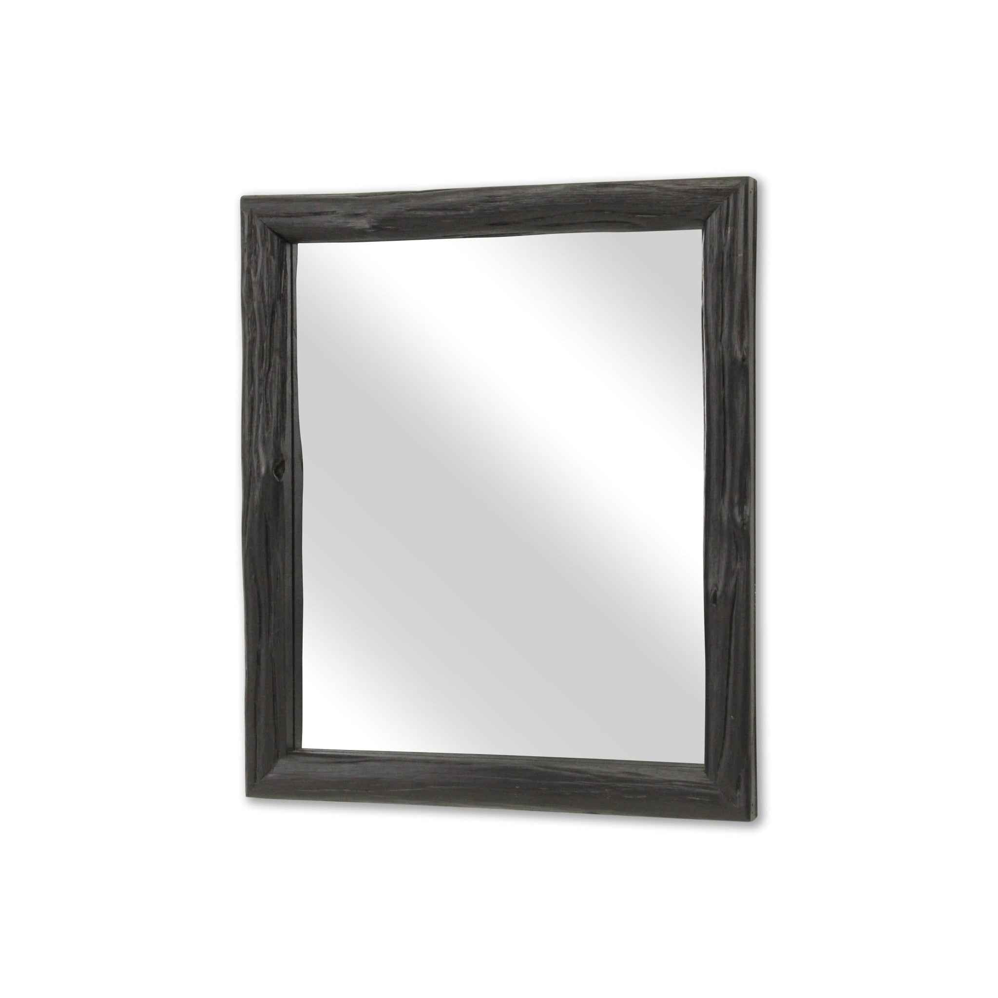 20" Black Solid Wood Accent Mirror