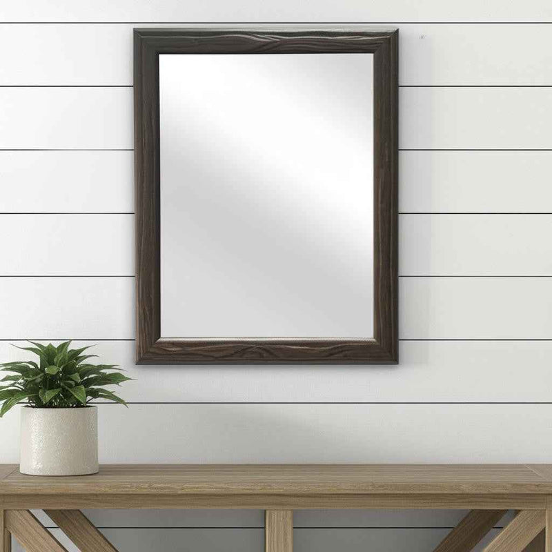 20" Black Solid Wood Accent Mirror
