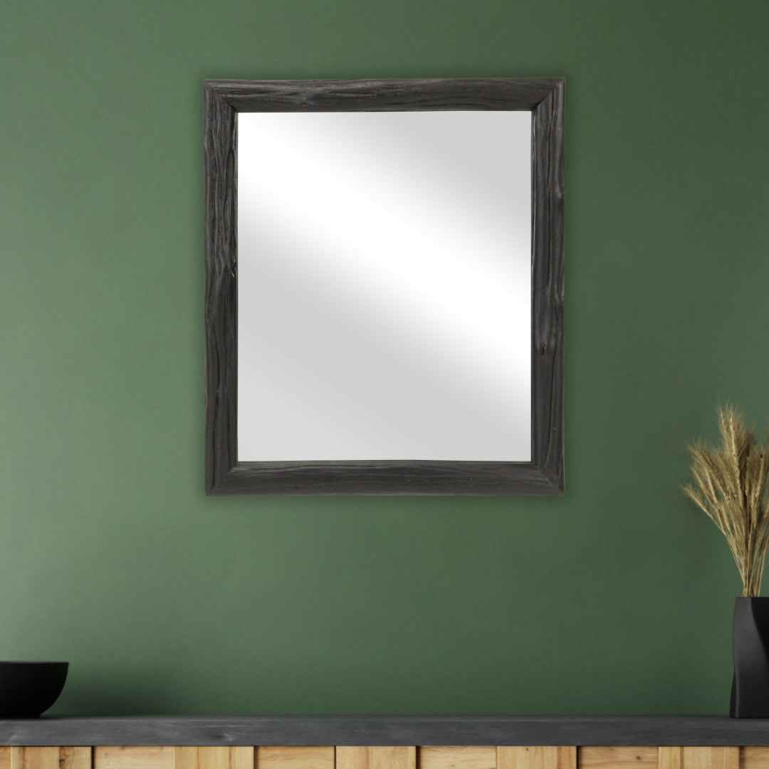 20" Black Solid Wood Accent Mirror