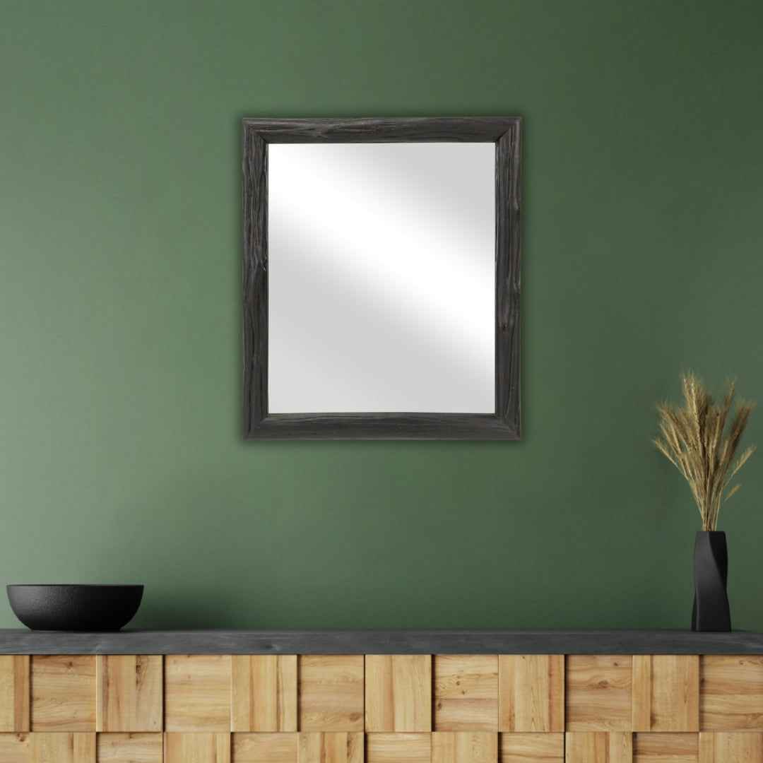 20" Black Solid Wood Accent Mirror