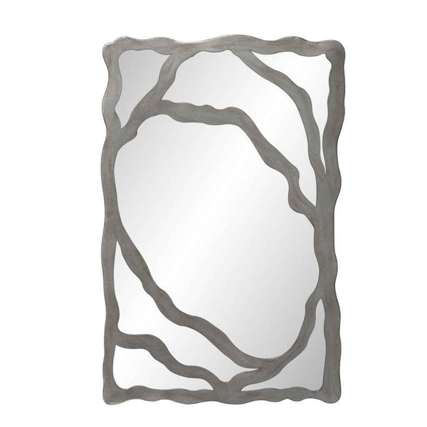 44" Gray Wood Free Form Framed Accent Mirror