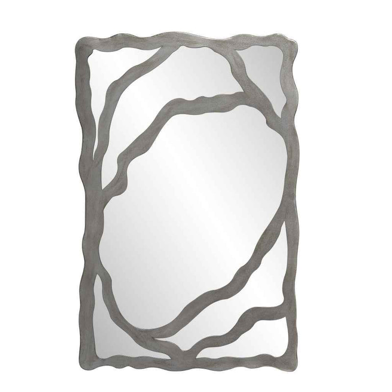 44" Gray Wood Free Form Framed Accent Mirror