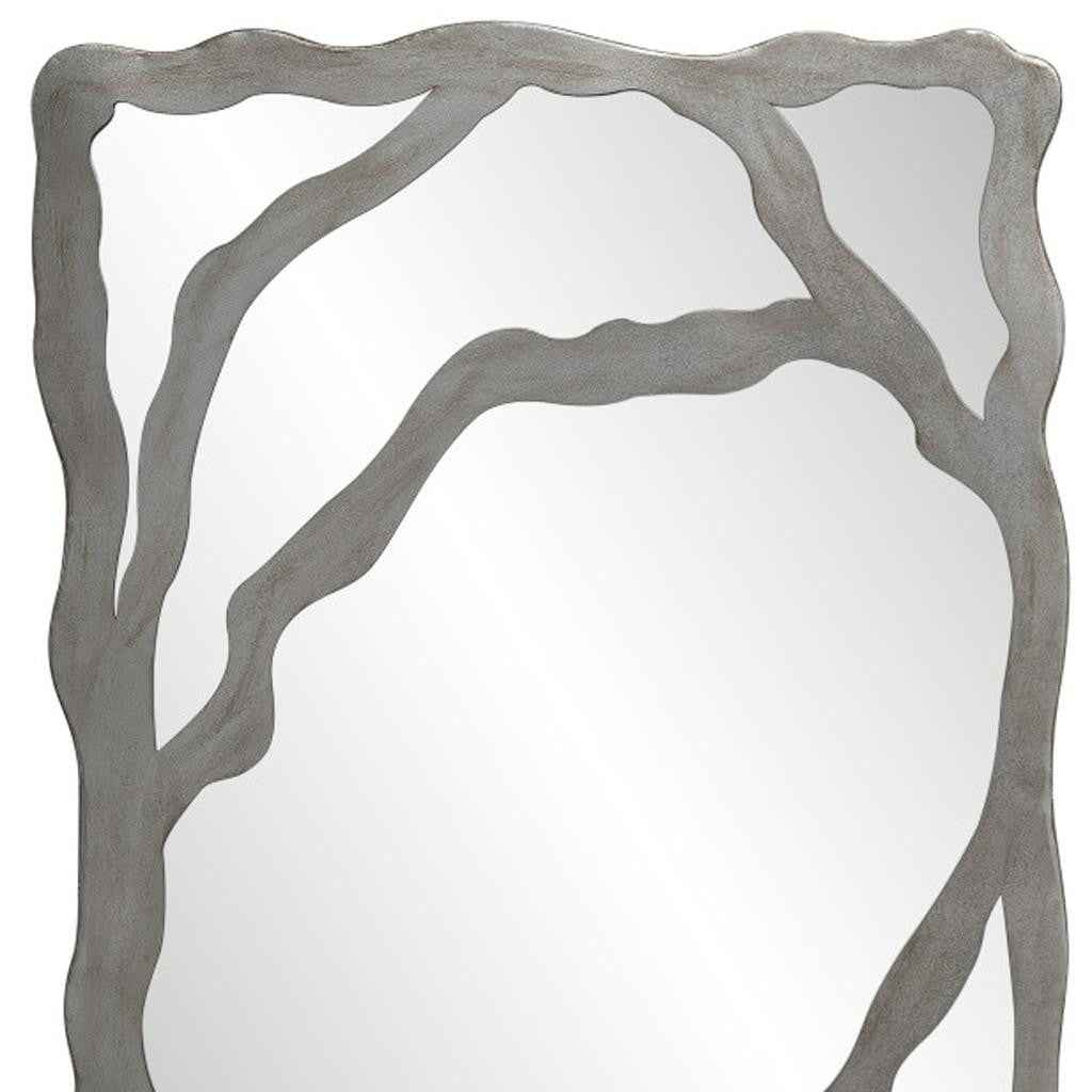 44" Gray Wood Free Form Framed Accent Mirror