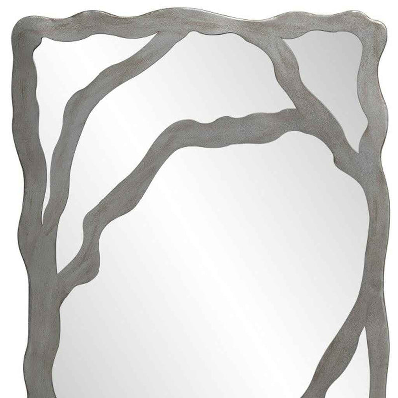 44" Gray Wood Free Form Framed Accent Mirror