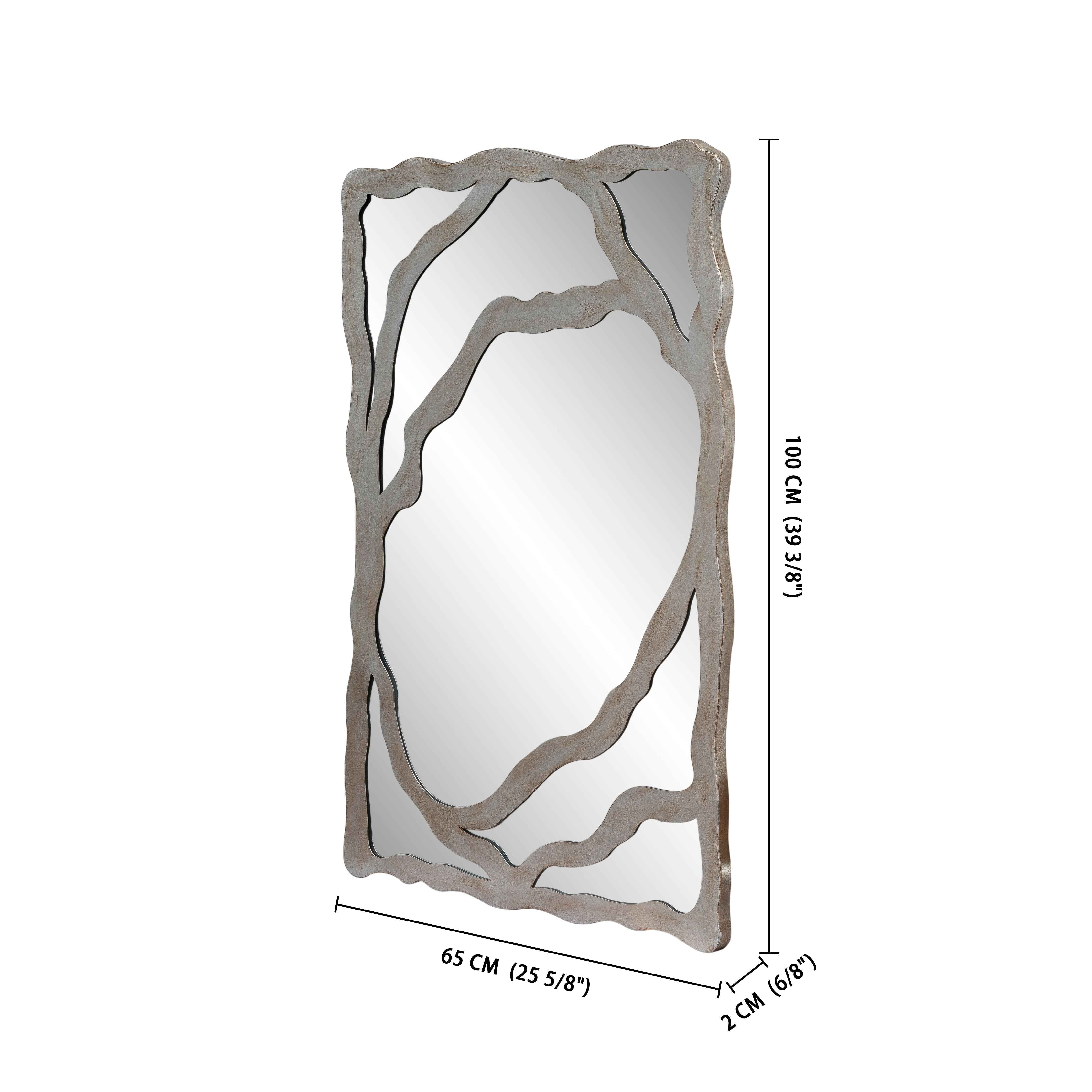 44" Gray Wood Free Form Framed Accent Mirror