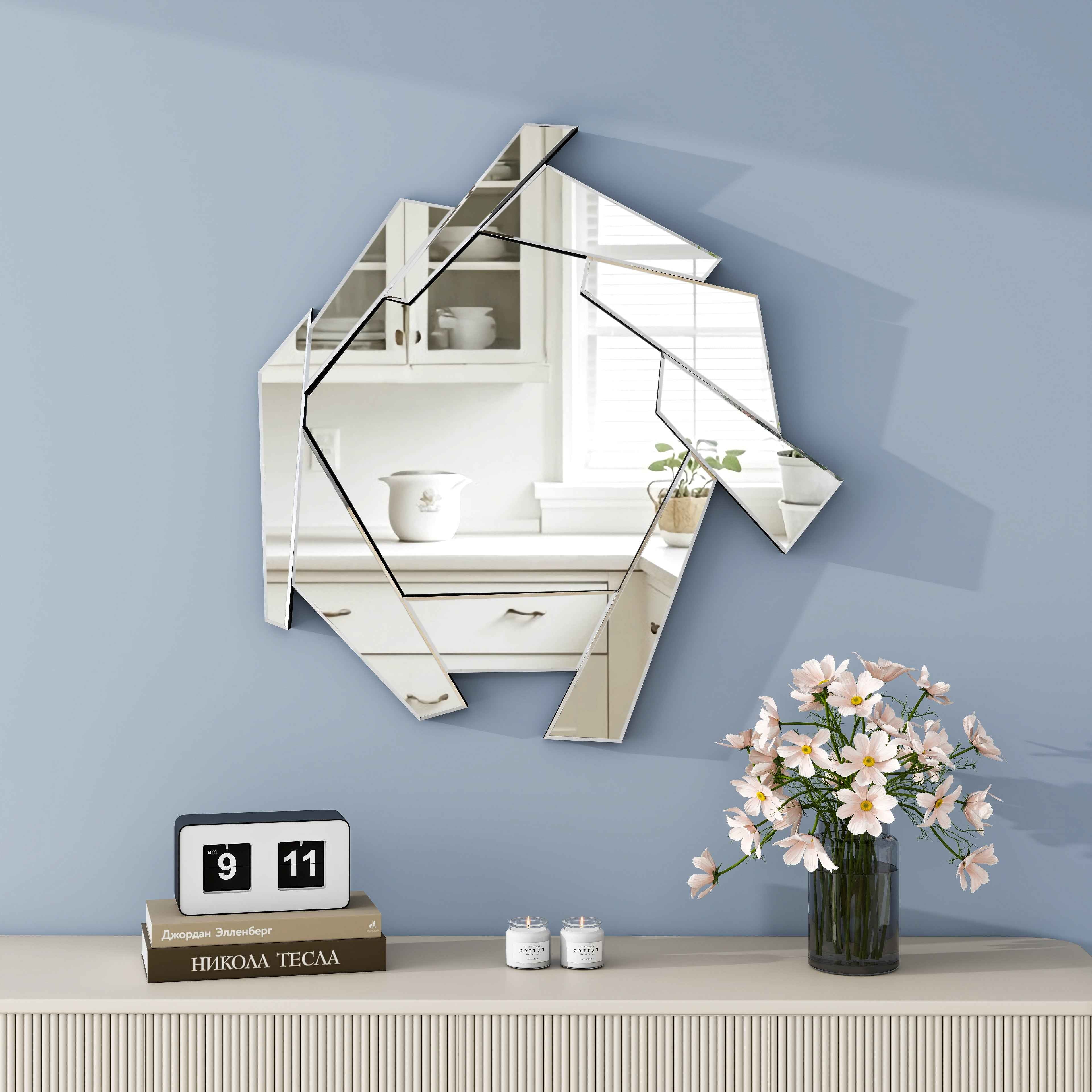 37" Silver Abstract Frameless Accent Mirror