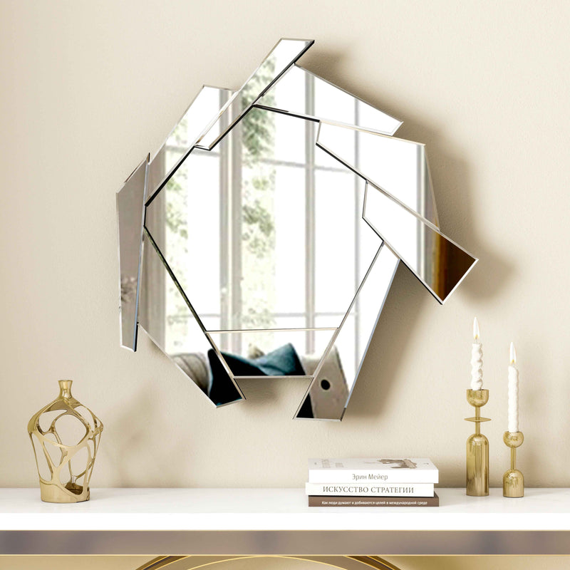 37" Silver Abstract Frameless Accent Mirror