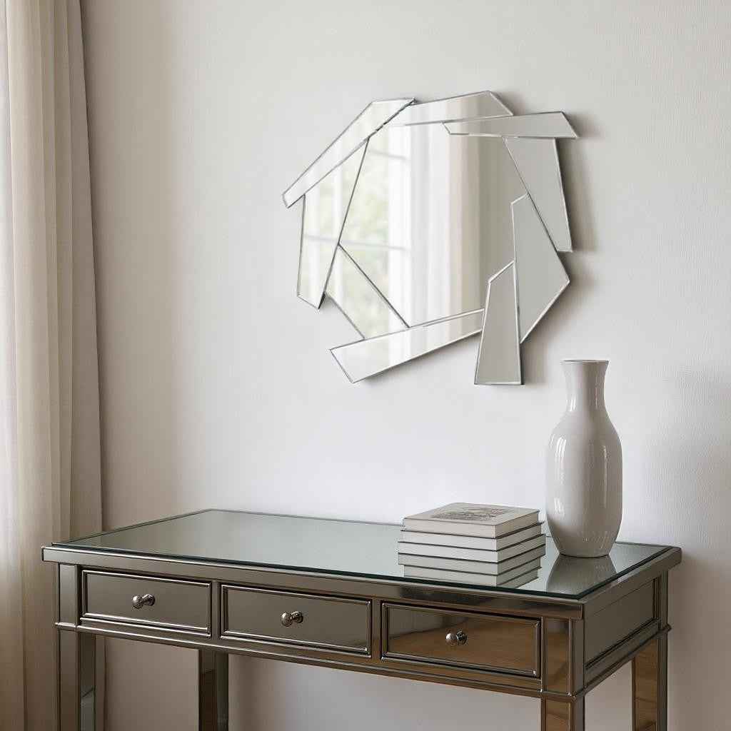 37" Silver Abstract Frameless Accent Mirror