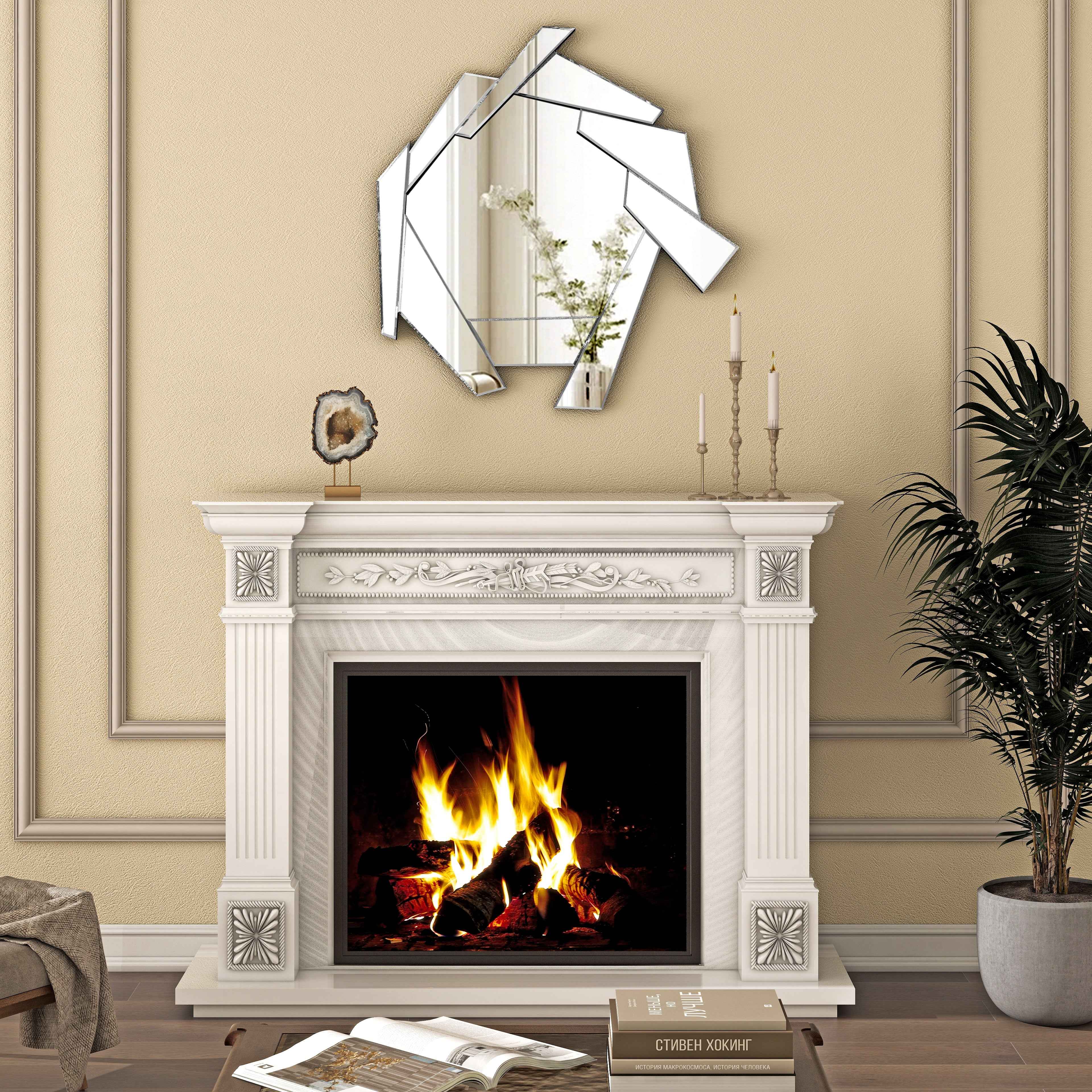 37" Silver Abstract Frameless Accent Mirror