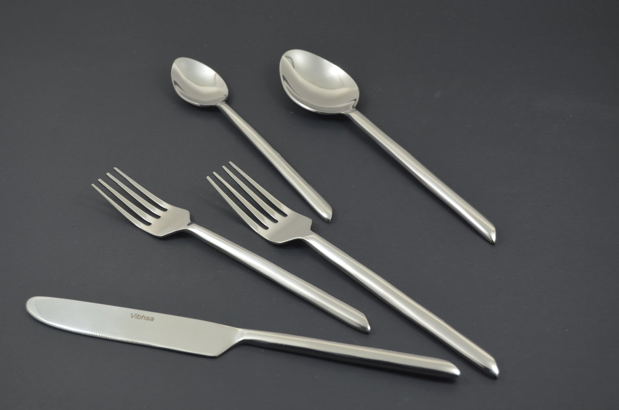 Glossy Silver Stainless Steel Twenty Piece Hand Forged Flatware Set - Kitchen & Dining
