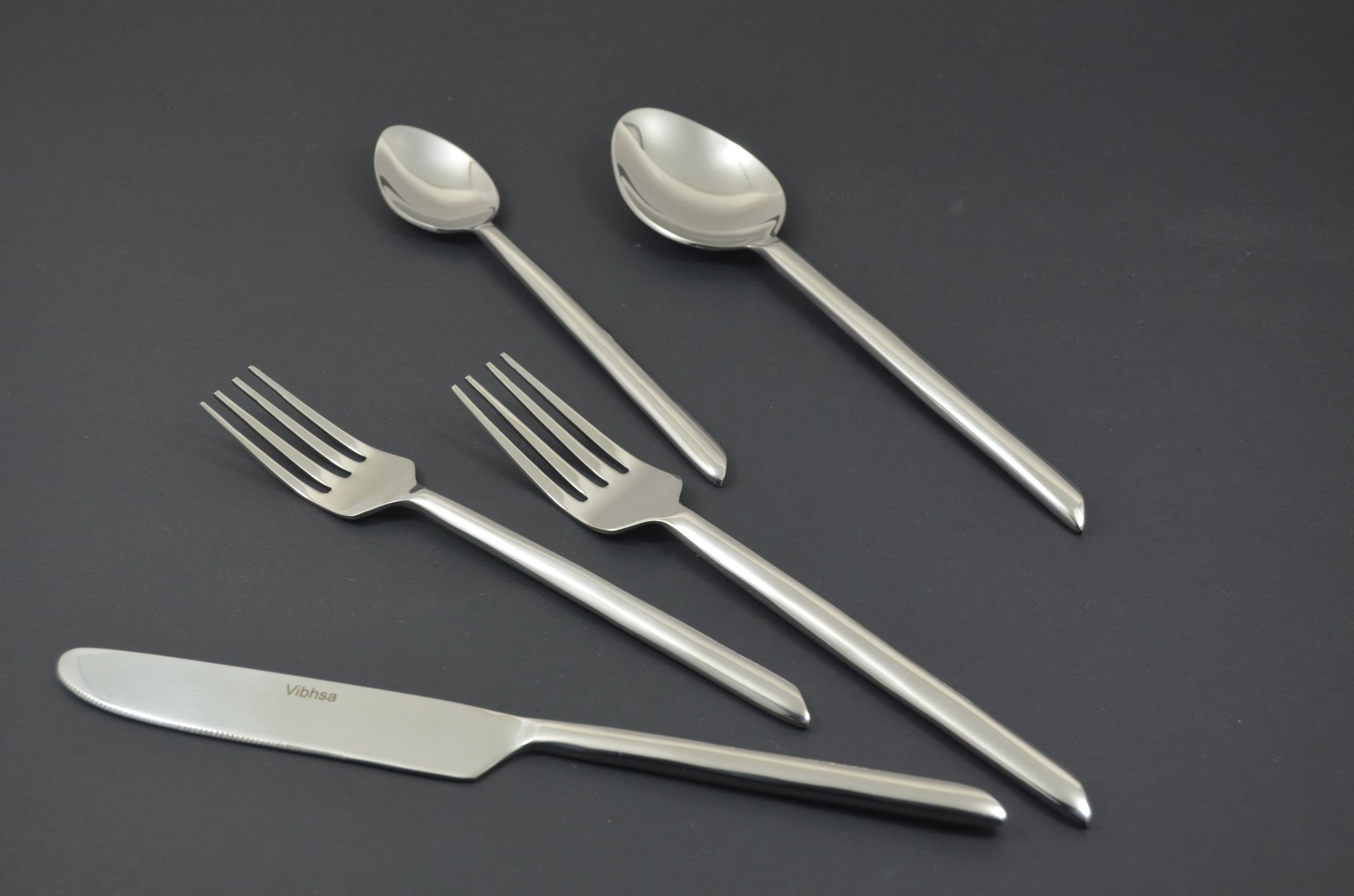 Glossy Silver Stainless Steel Twenty Piece Hand Forged Flatware Set - Kitchen & Dining