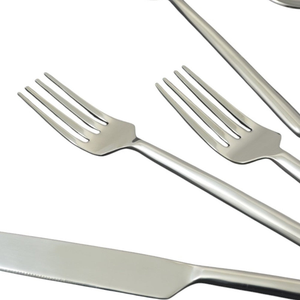 Glossy Silver Stainless Steel Twenty Piece Hand Forged Flatware Set - Kitchen & Dining