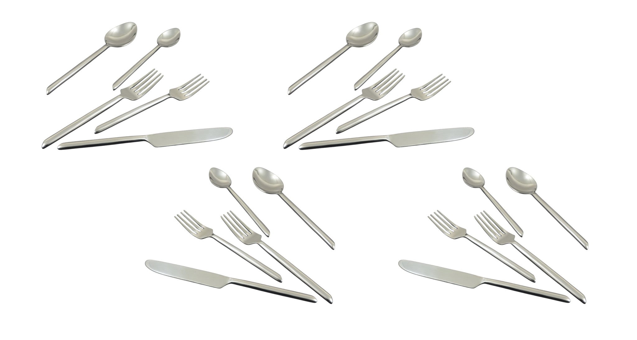 Glossy Silver Stainless Steel Twenty Piece Hand Forged Flatware Set - Kitchen & Dining