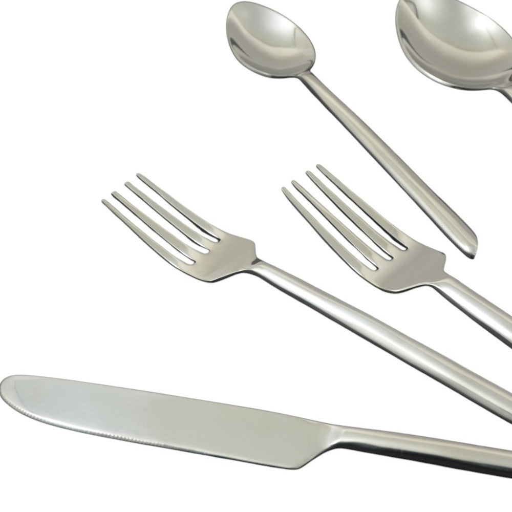 Glossy Silver Stainless Steel Twenty Piece Hand Forged Flatware Set - Kitchen & Dining