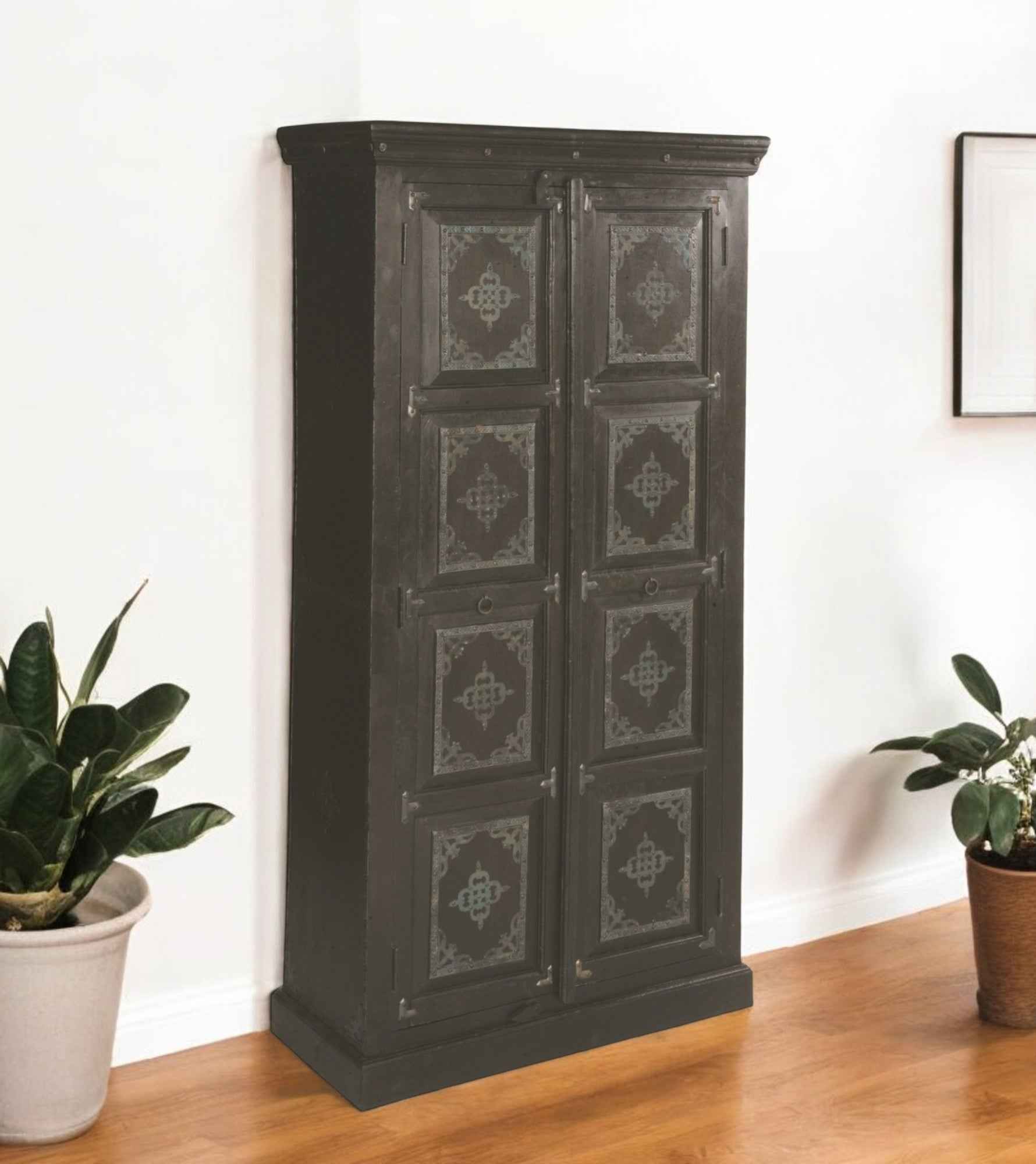 72" Dark Brown Solid Wood Pantry Or Storage Closet