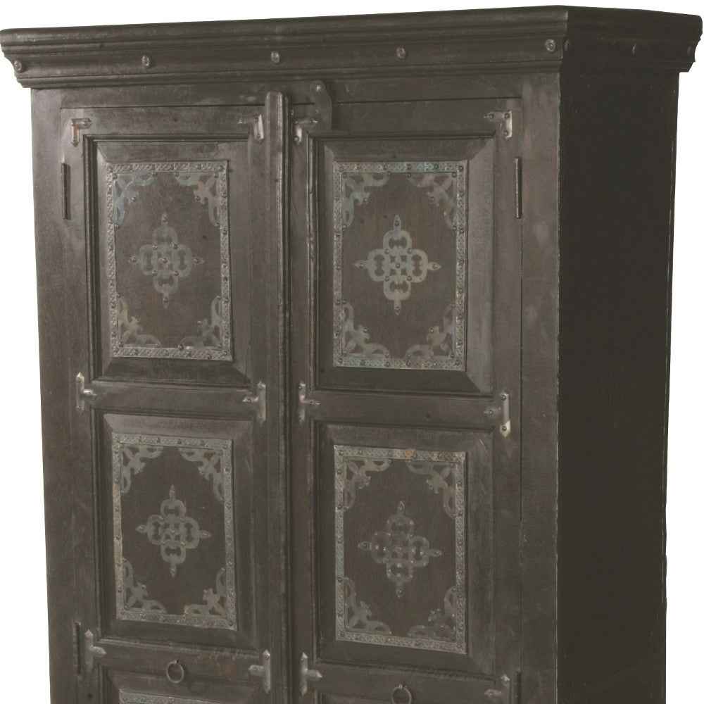 72" Dark Brown Solid Wood Pantry Or Storage Closet