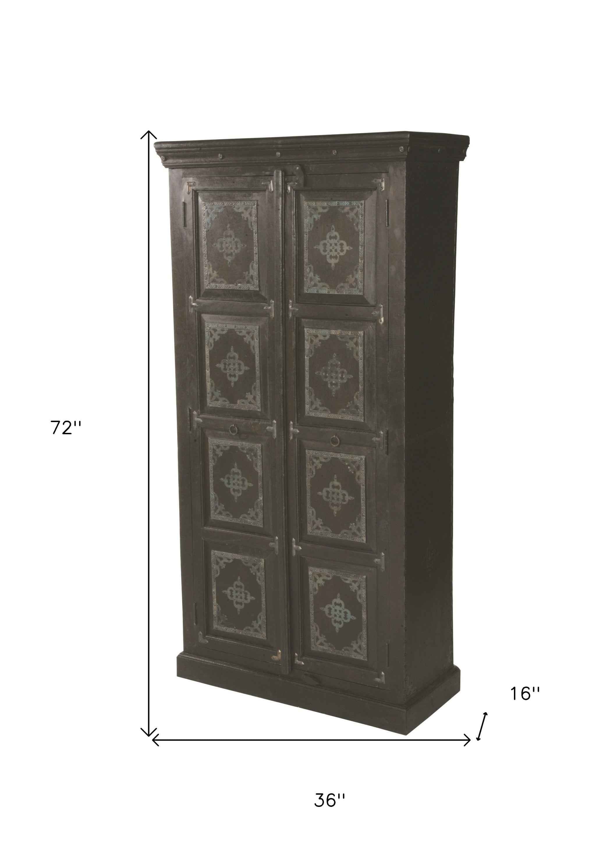 72" Dark Brown Solid Wood Pantry Or Storage Closet