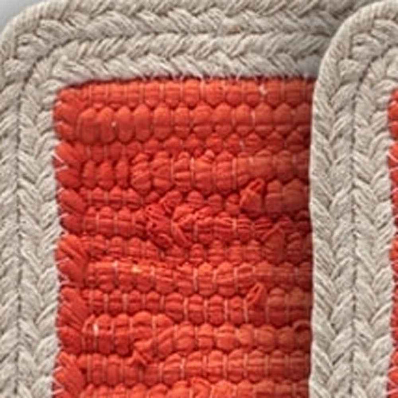 19" Set of Four Orange And Natural Solid With Border Cotton Placemats