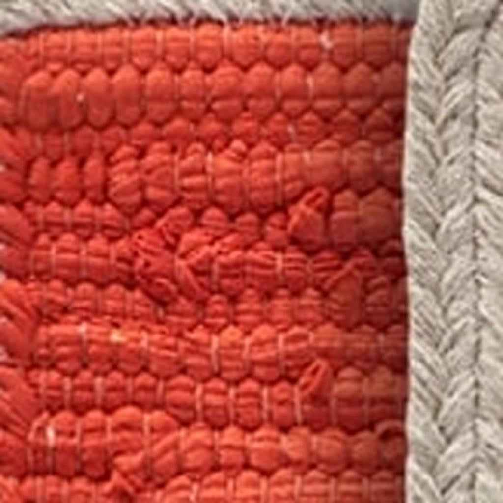 19" Set of Four Orange And Natural Solid With Border Cotton Placemats