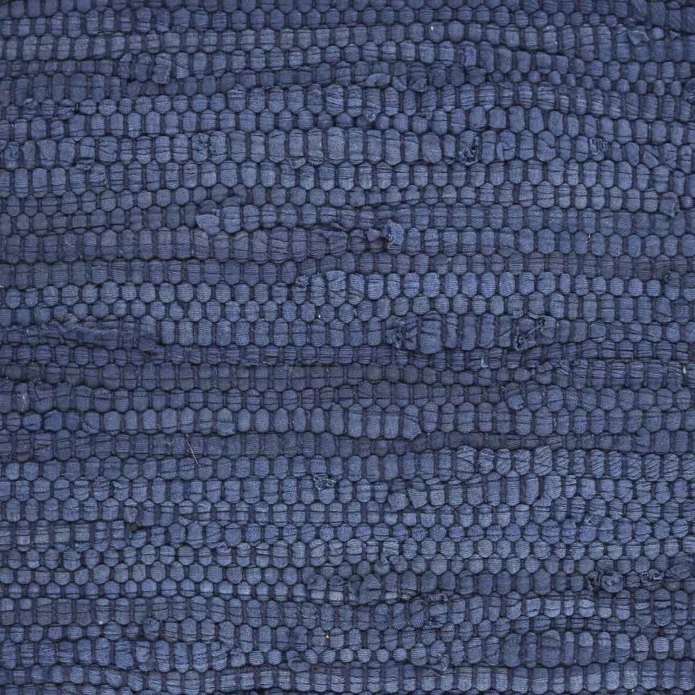 19" Set of Four Navy Blue And Natural Solid With Border Cotton Placemats