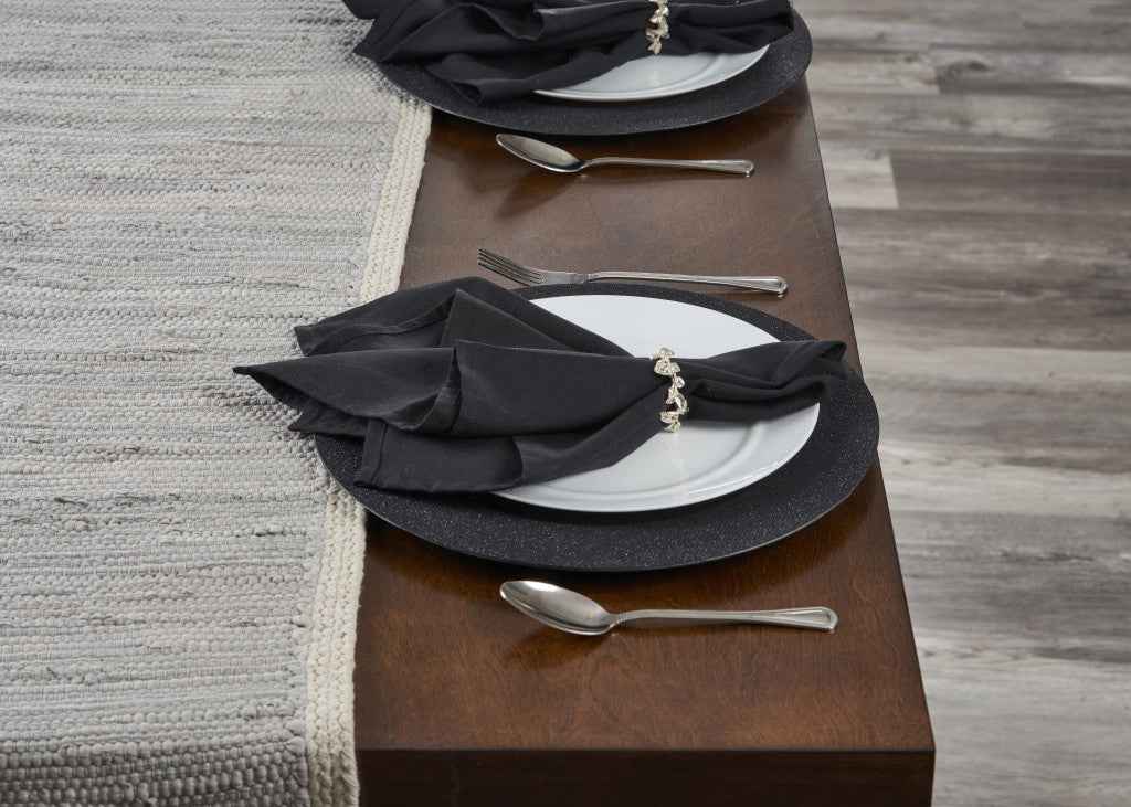 80" Light Gray And Natural Solid With Border Cotton Table Runner