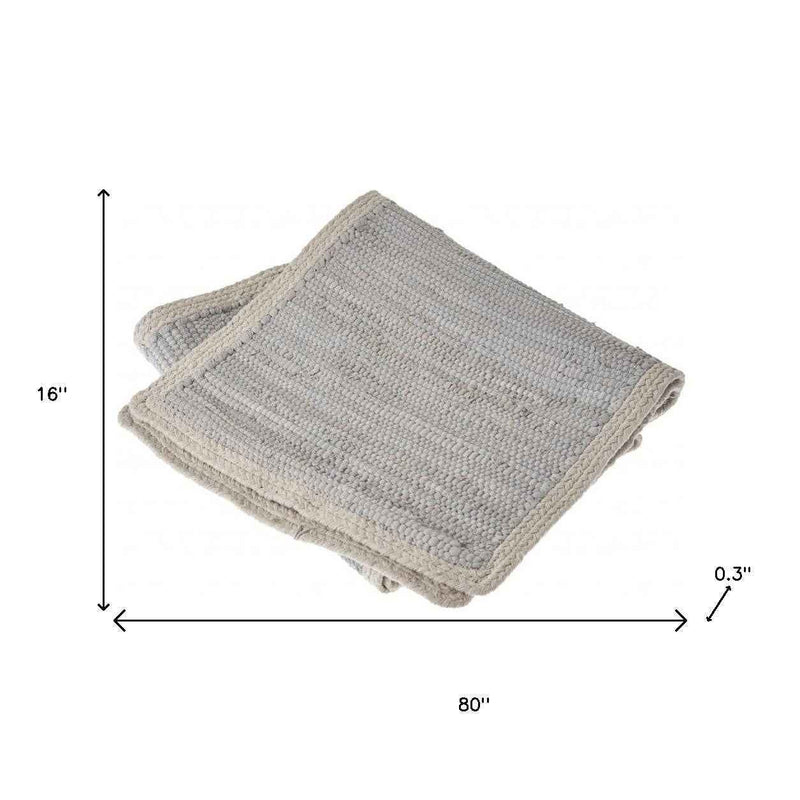 80" Light Gray And Natural Solid With Border Cotton Table Runner